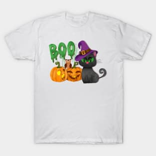 Black cat Haloween design T-Shirt